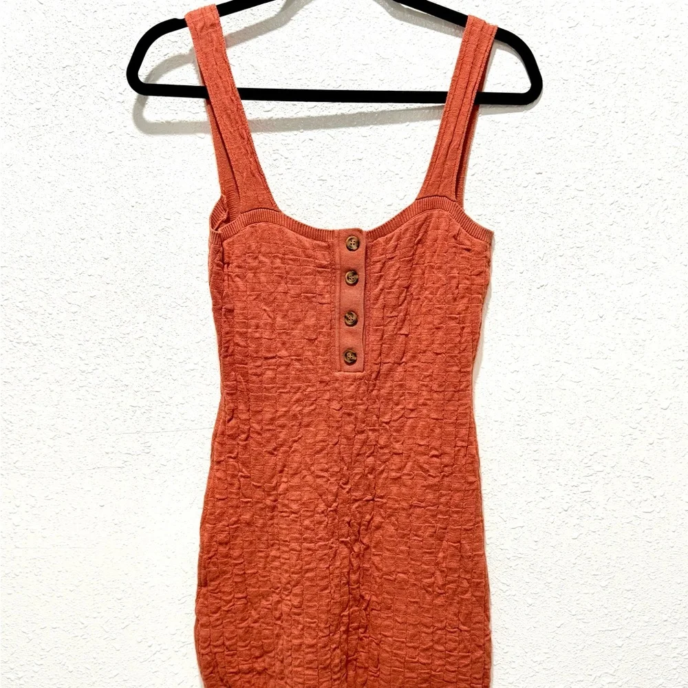 Free People Short And Sweet  ruched knit bodycon Mini‎ Dress XS